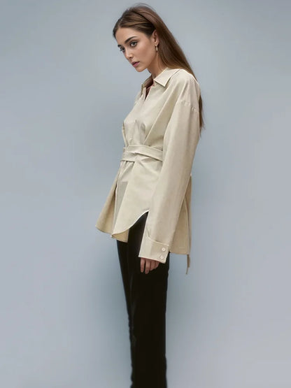 "The Power Play" Tie-Waist Blouse