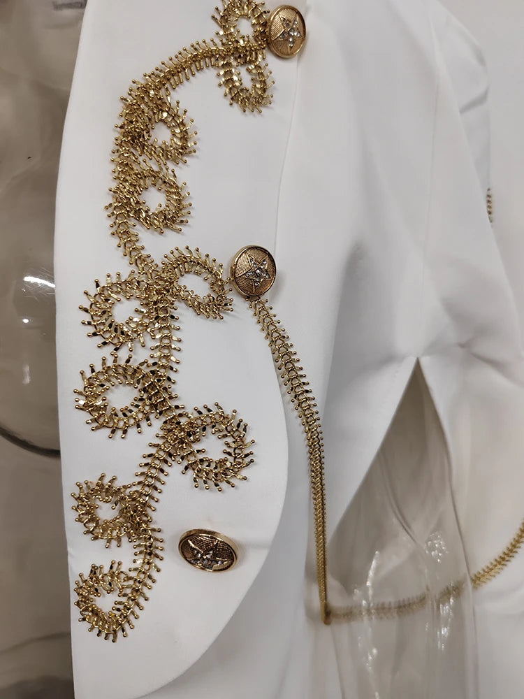 "Regal Radiance" Embellished Cape Blazer