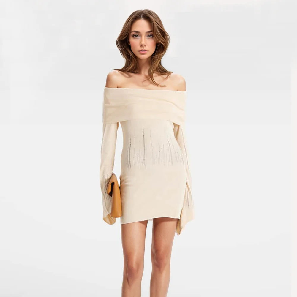 "The Radiance" Off-Shoulder Knit Dress