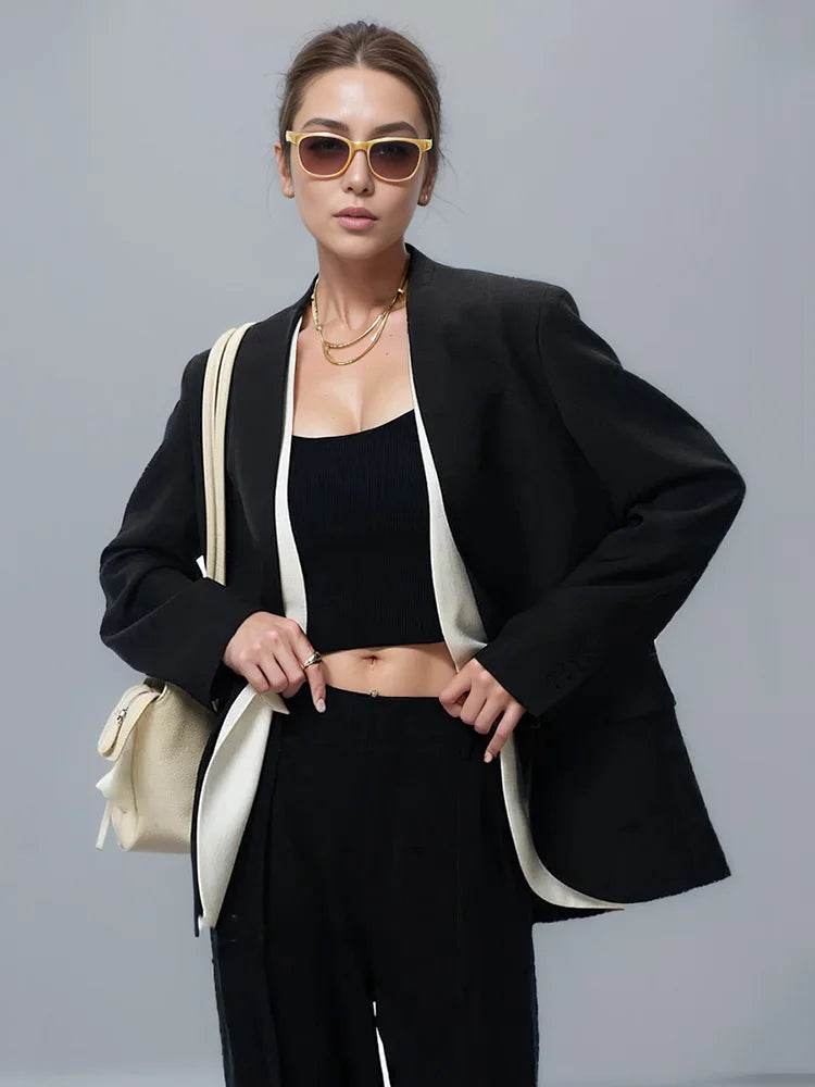 "Executive Edge" Contrast Lapel Blazer