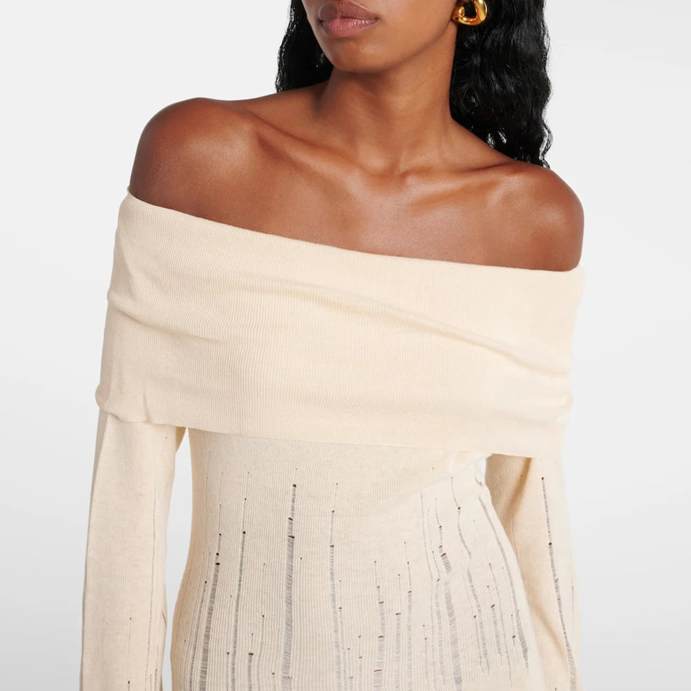 "The Radiance" Off-Shoulder Knit Dress