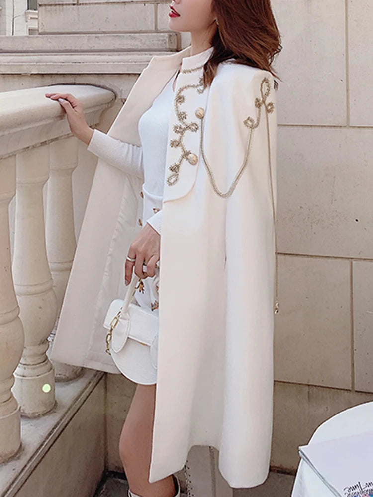 "Regal Radiance" Embellished Cape Blazer