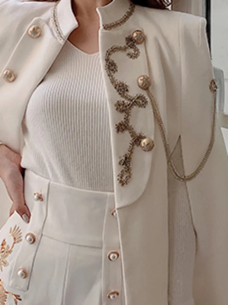 "Regal Radiance" Embellished Cape Blazer